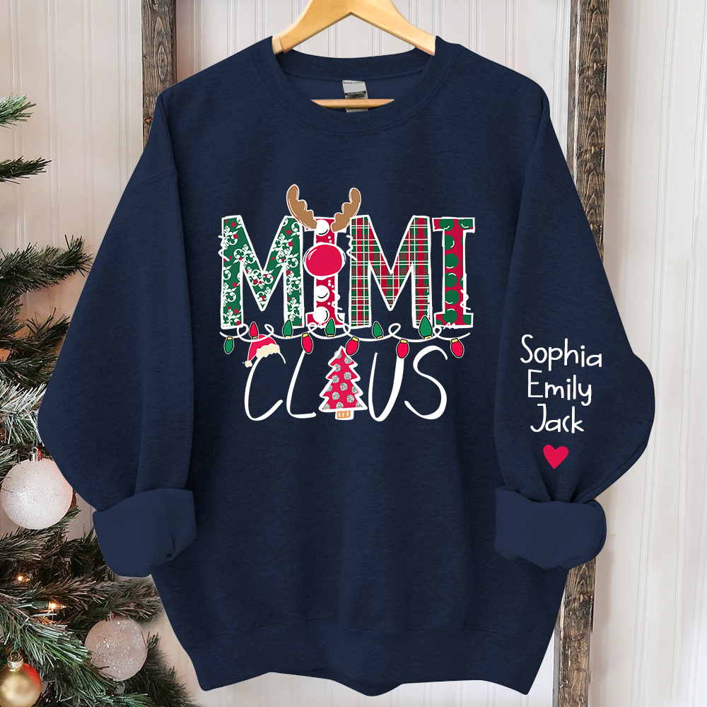 Personalized Mimi Claus Christmas With Grandkids Sweatshirt