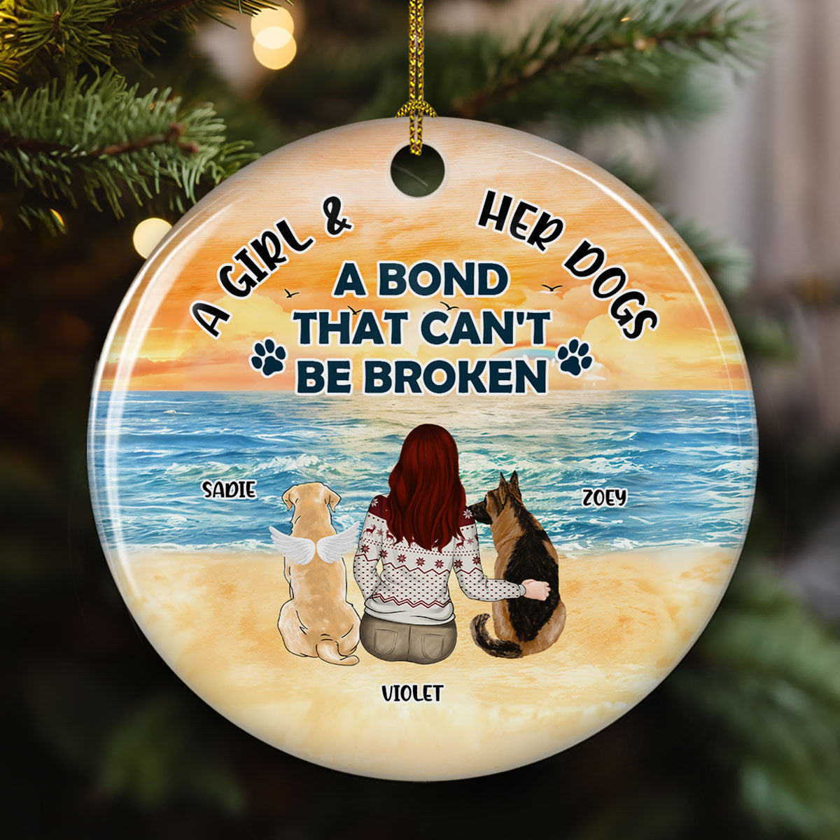 The Unbreakable Bond Between A Girl And Her Dog - Personalized Custom Ceramic Ornament