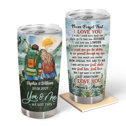 Never Forget That I Love You Camping Couple Gift - Personalized Custom Tumbler