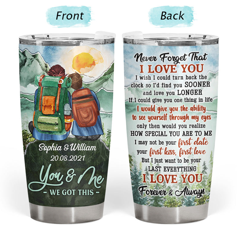 Never Forget That I Love You Camping Couple Gift - Personalized Custom Tumbler