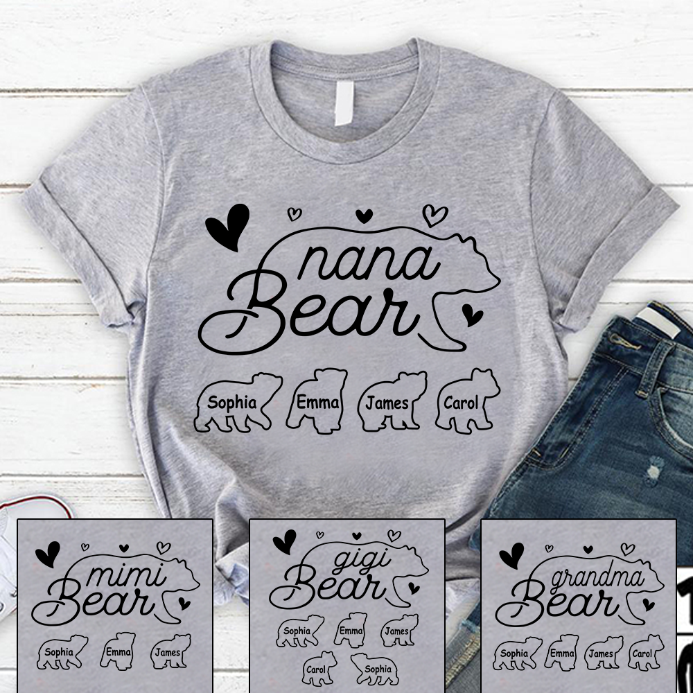 Nana Bear Shirt, Custom Nana And Kid Bear, Mother's Day TH T-Shirt