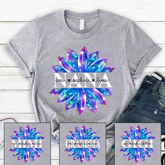 Nana Flower Galaxy Shirt, Custom Grandma With Kids, Mother's Day TH T-Shirt