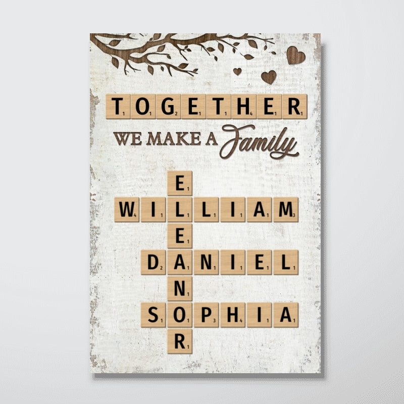 Together We Make A Family Crossword Puzzle Art Personalized Poster