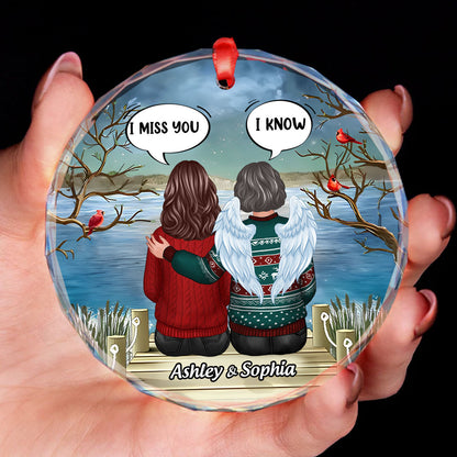 Memorial I Miss You Back View Personalized Glass Ornament, Memorial Gift, Remembrance Gift
