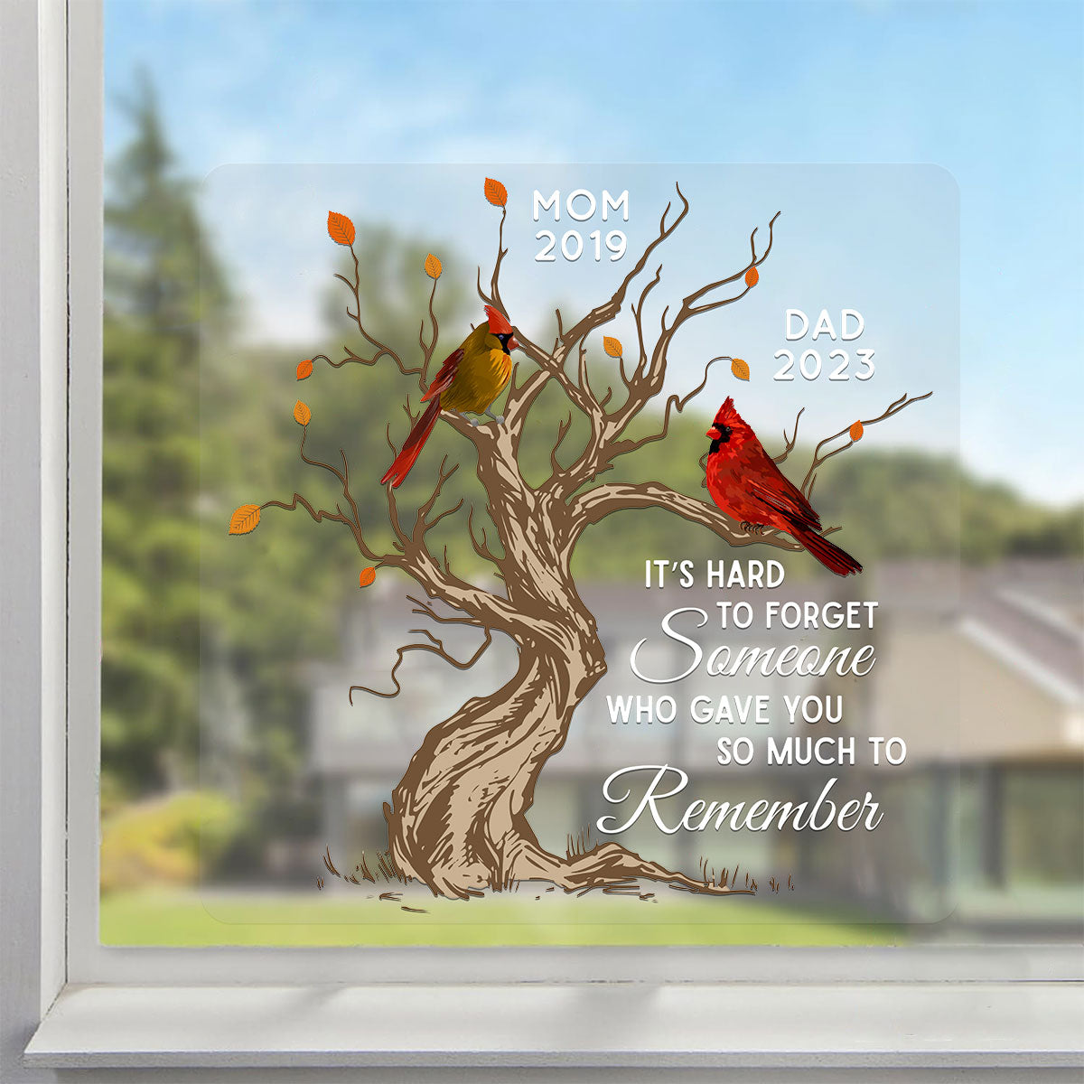 Hard To Forget Someone Cardinal Family Memorial Remembrance Personalized Decal