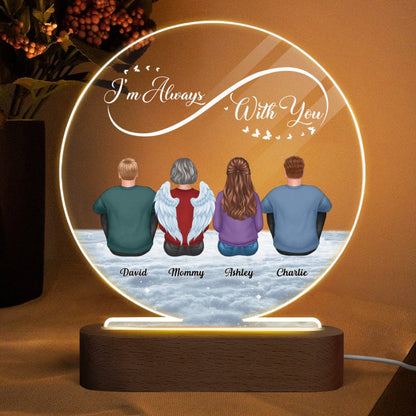 Infinity Always With You Family Memorial Remembrance Keepsake Personalized Circle Acrylic Plaque LED Lamp Night Light