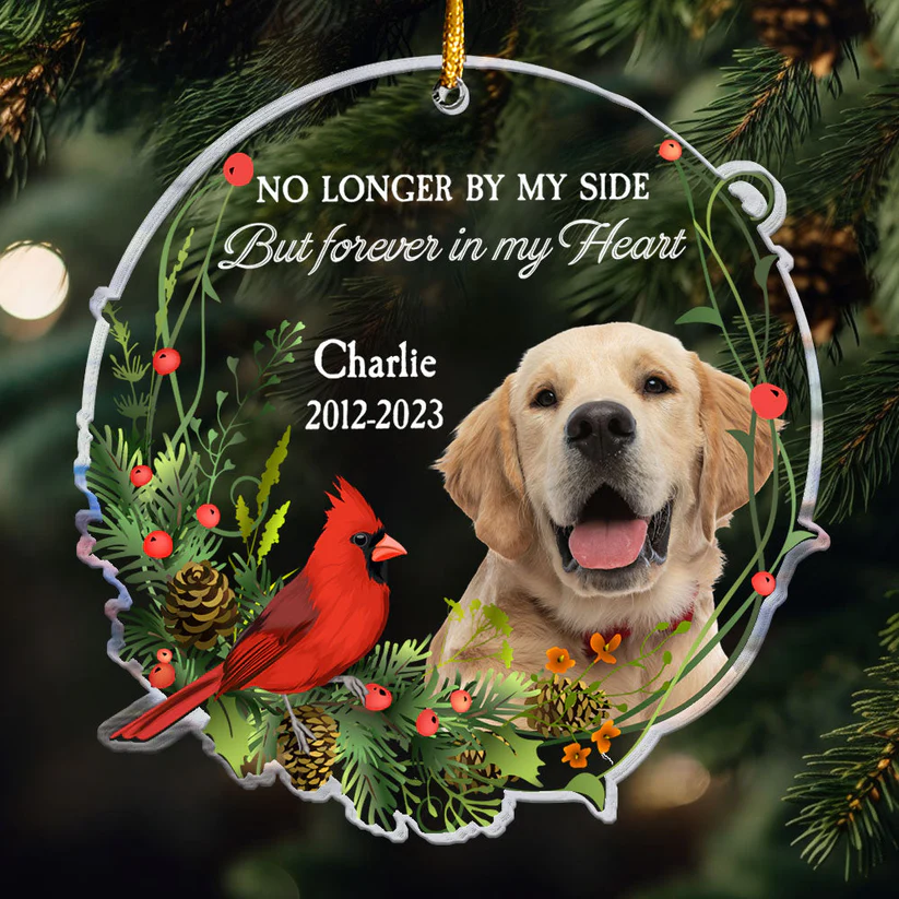 No Longer By My Side But Forever In My Heart - Personalized Acrylic Photo Ornament