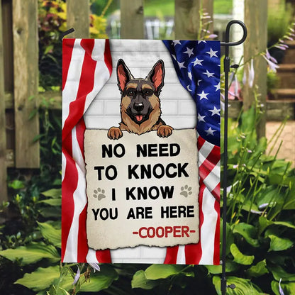 No Need To Knock I Know You Are Here, Personalized Garden Flags, Gift For Dog Lovers, Custom Photo Garden Flag The Next Custom Gift