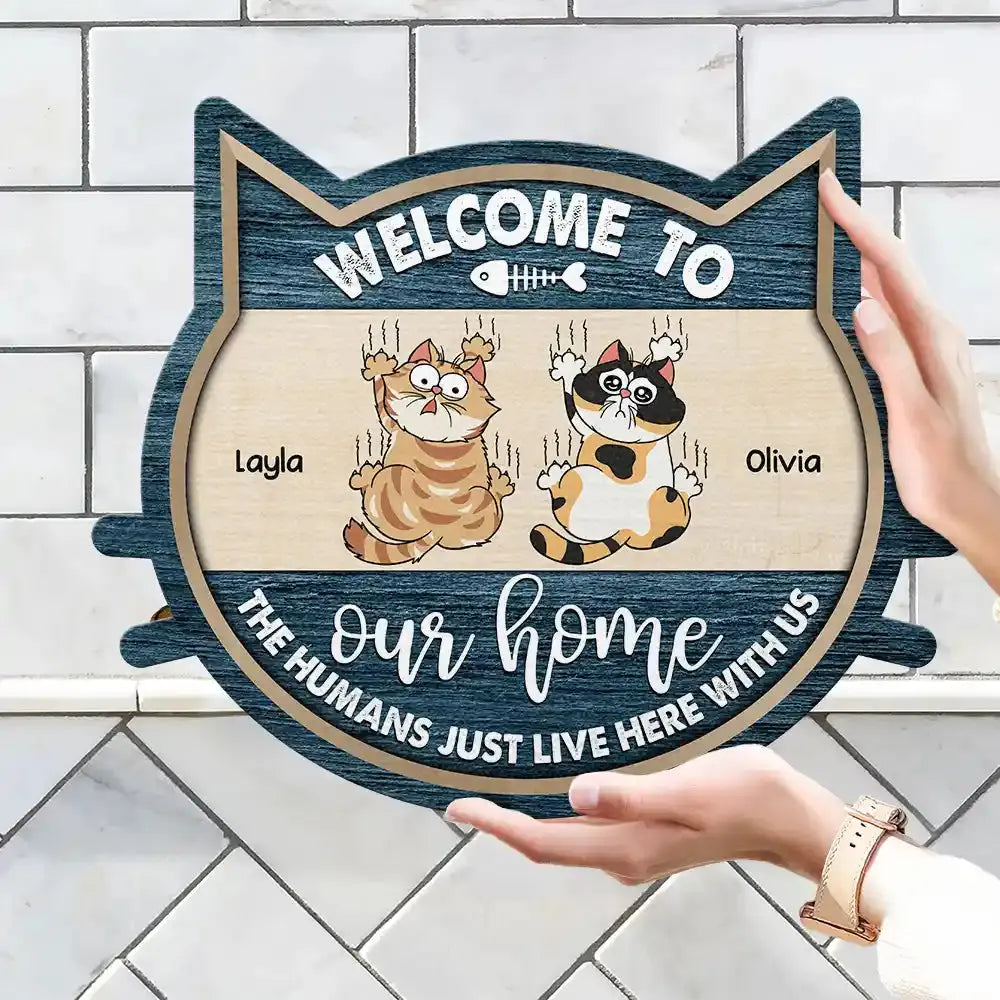 No Need To Knock We Know You Are Here Cat - Personalized Custom Shaped Wood Sign Wood Sign The Next Custom Gift