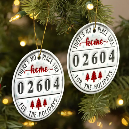 No Place Like Home Family - 3D Inflated Effect Printed Ornament, Personalized Circle Ceramic Ornament ornament The Next Custom Gift