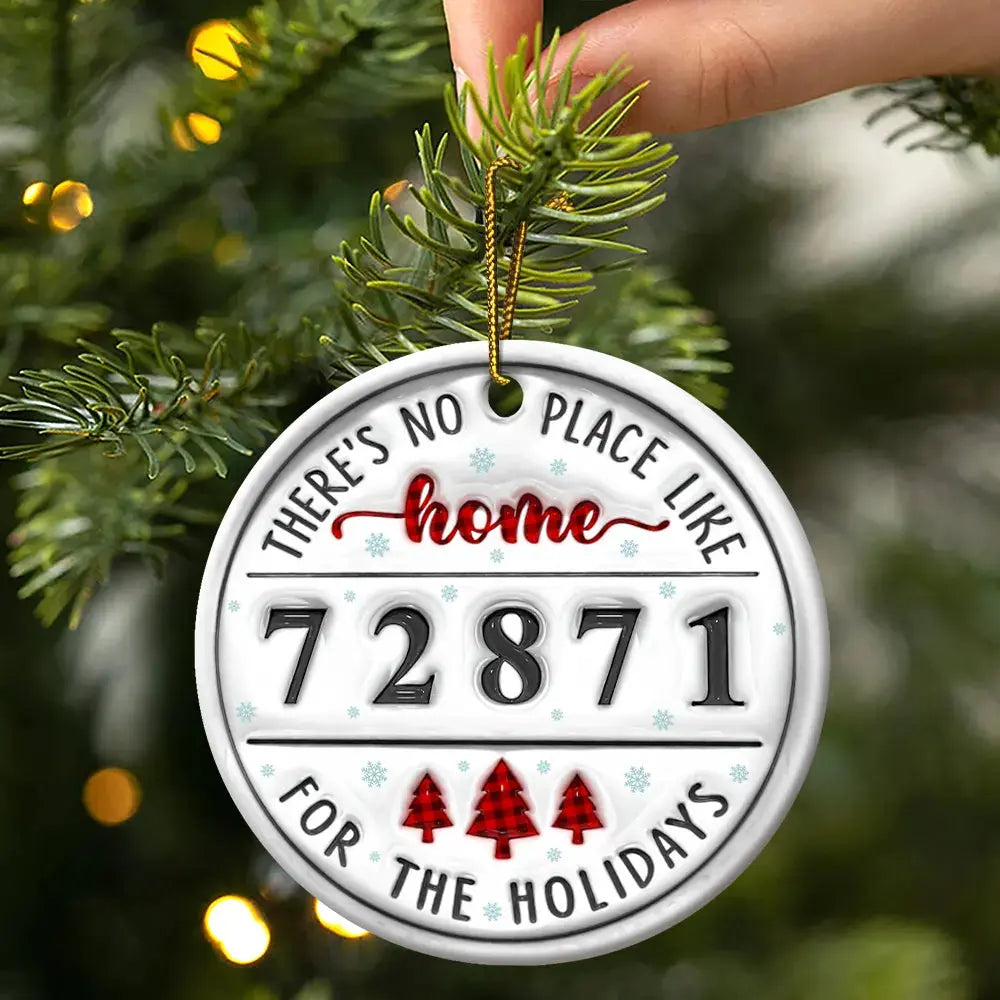 No Place Like Home Family - 3D Inflated Effect Printed Ornament, Personalized Circle Ceramic Ornament ornament The Next Custom Gift