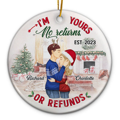 No Returns Or Refunds - Christmas Gift For Couples - Personalized Custom Circle Ceramic Ornament ornament The Next Custom Gift