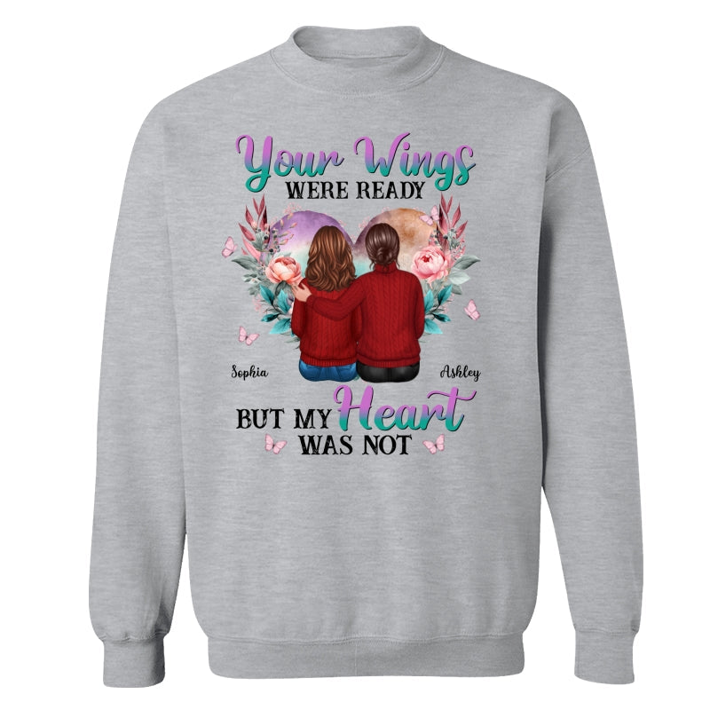 Your Wings Were Ready Heart Flowers Memorial Personalized Shirt