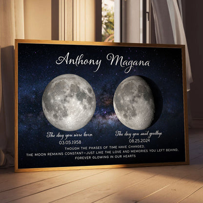 Lost Loved One Moon Phase Art Memorial Sympathy Gift Personalized Poster
