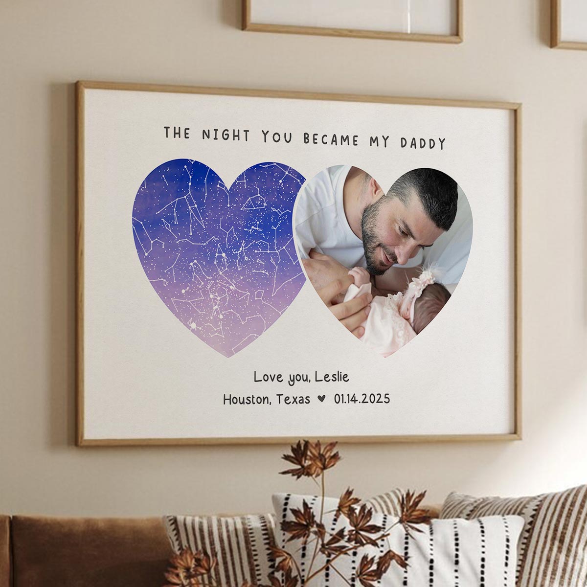The Night You Became My Father Personalized Poster, Custom Star Map by Location & Date, Unique Heartfelt Gift for Dad, Gift for him