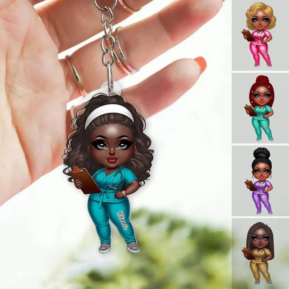 Nurse - Black Nurse - Personalized Acrylic Keychain Keychain The Next Custom Gift