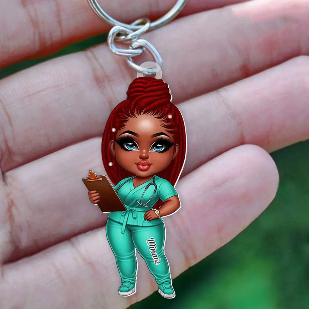 Nurse - Black Nurse - Personalized Acrylic Keychain Keychain The Next Custom Gift