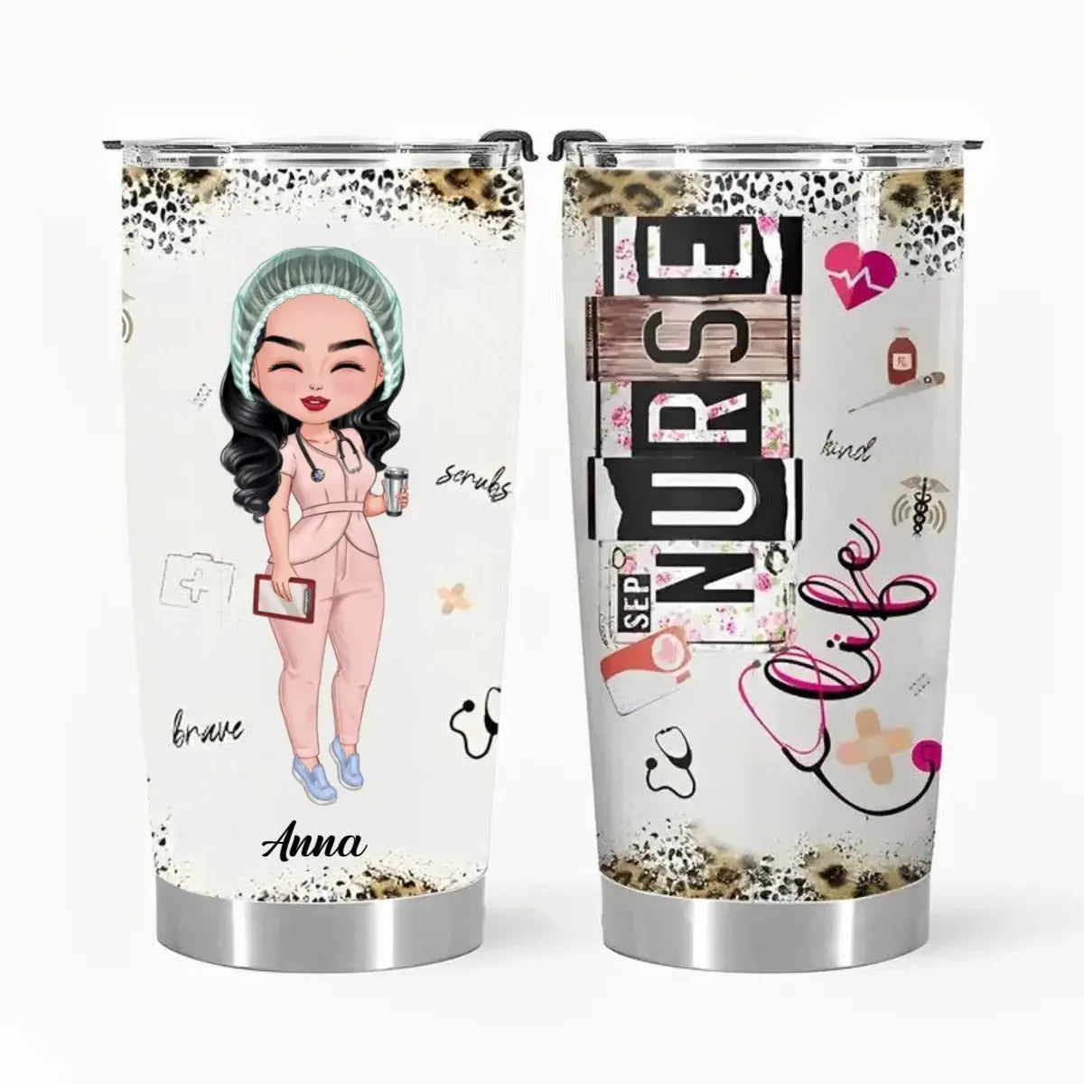 Nurse - Nurse Scrubs Angel - Personalized Tumbler Tumbler The Next Custom Gift