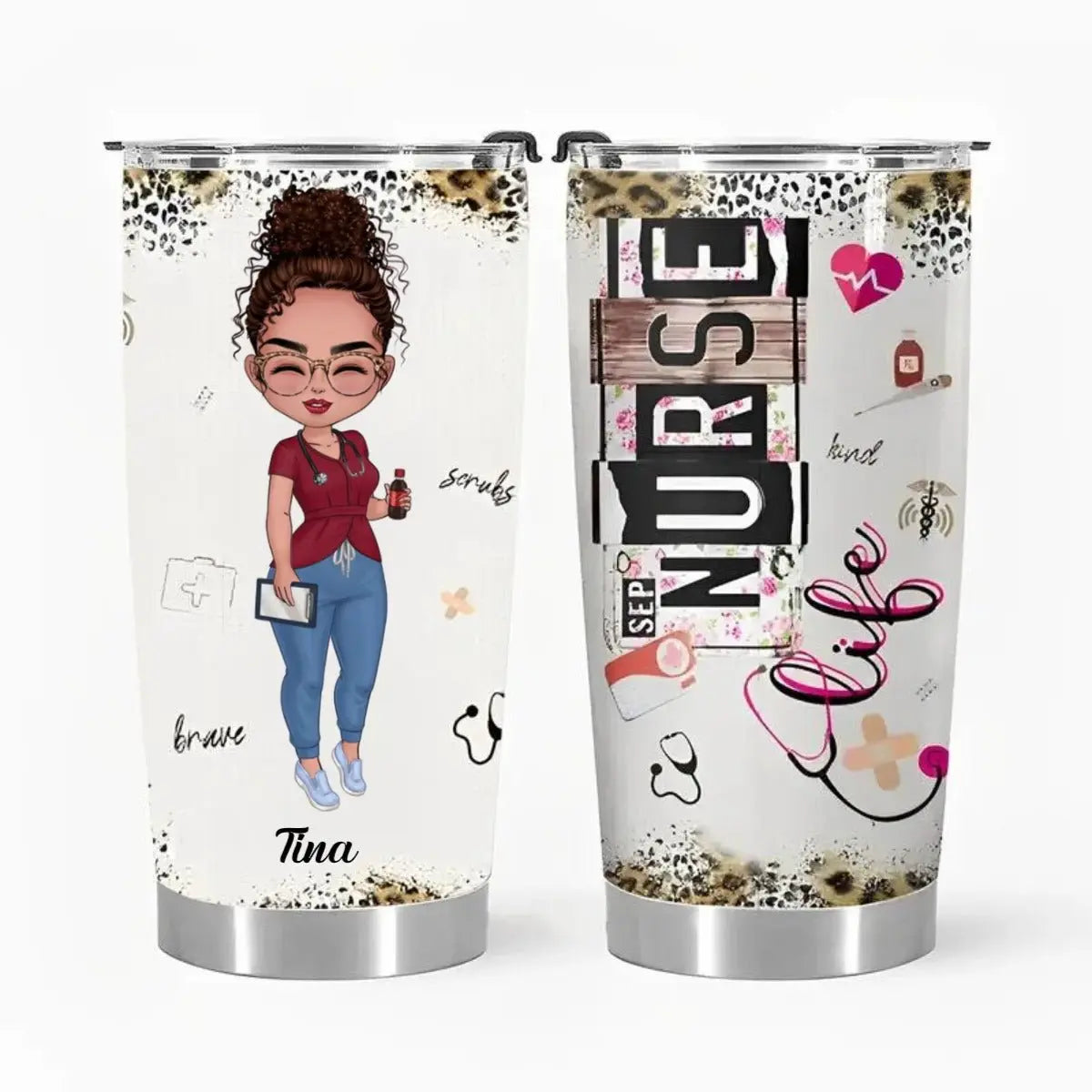 Nurse - Nurse Scrubs Angel - Personalized Tumbler Tumbler The Next Custom Gift