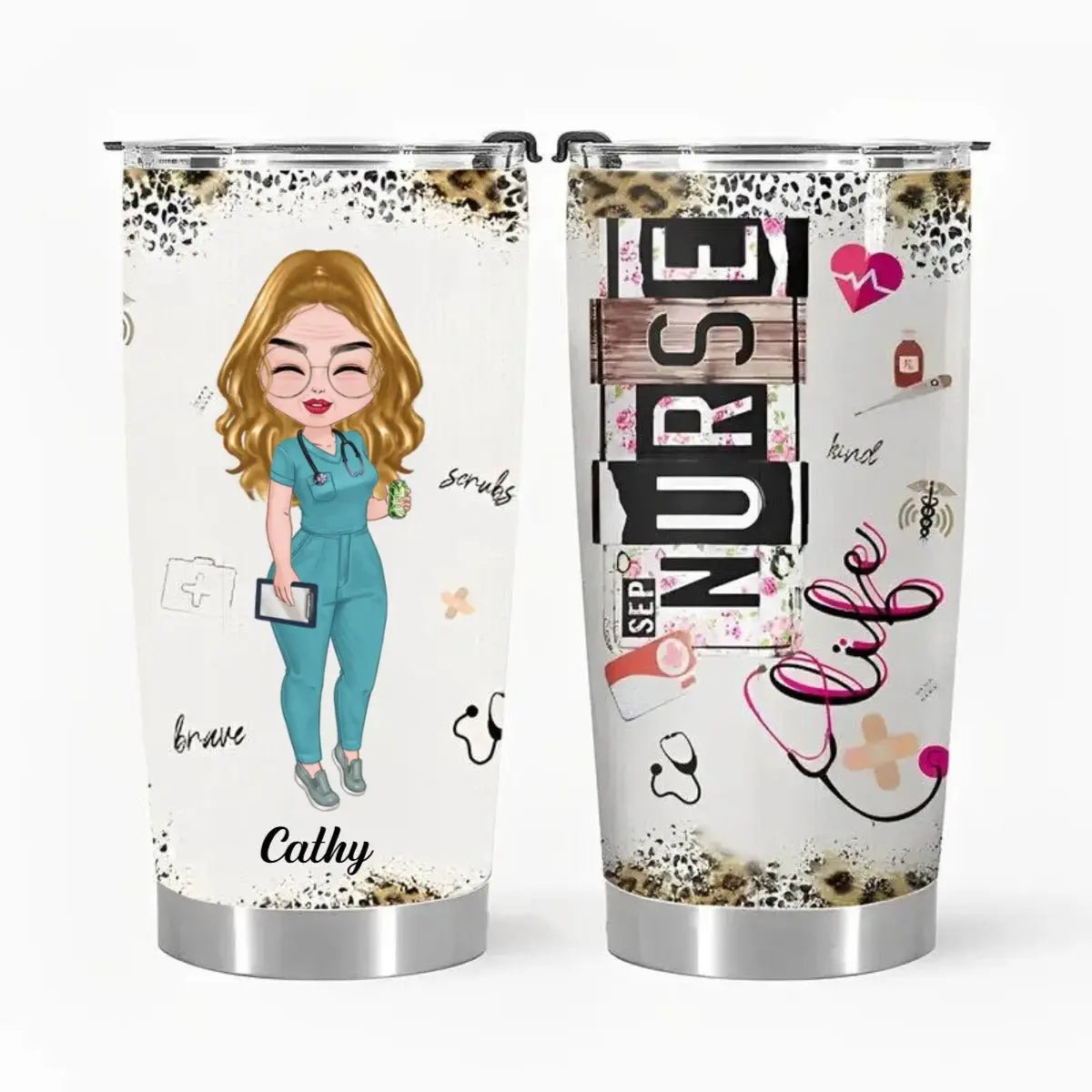 Nurse - Nurse Scrubs Angel - Personalized Tumbler Tumbler The Next Custom Gift