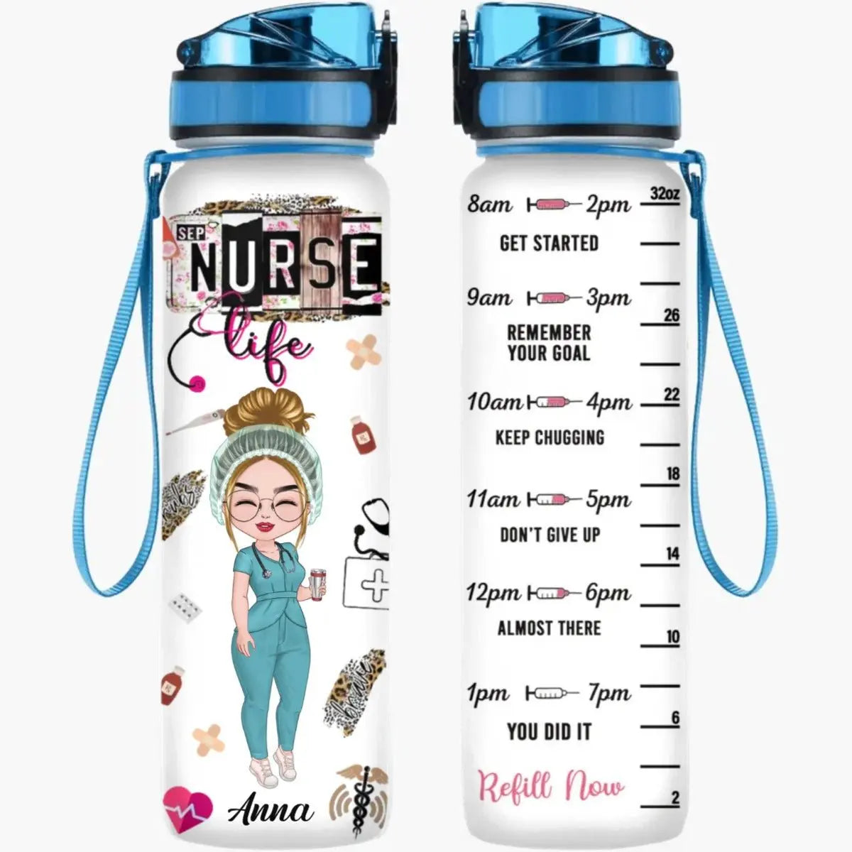 Nurse - Nurse's Life - Personalized Water Tracker Bottle Tracker Bottle The Next Custom Gift