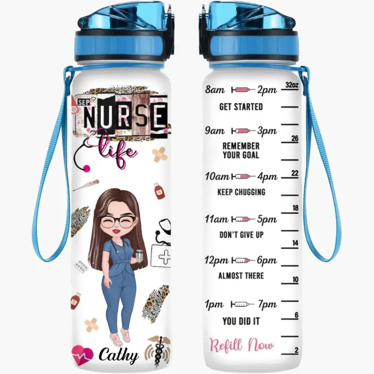 Nurse - Nurse's Life - Personalized Water Tracker Bottle Tracker Bottle The Next Custom Gift