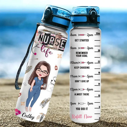 Nurse - Nurse's Life - Personalized Water Tracker Bottle Tracker Bottle The Next Custom Gift