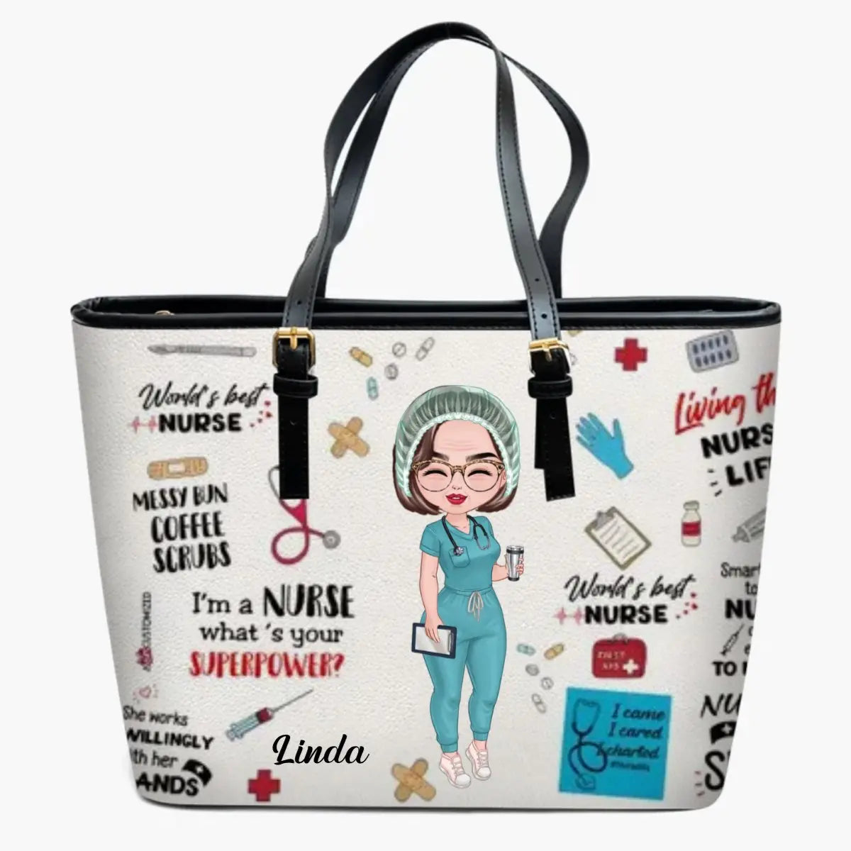 Nurse - World's Best Nurse - Personalized Leather Bucket Bag Leather Bucket Bag The Next Custom Gift