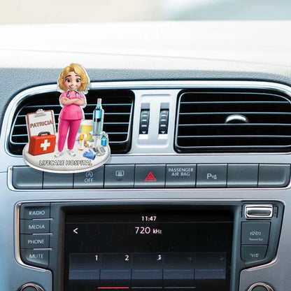 Nurse Happy On The Road - Personalized Acrylic Car Vent Clip