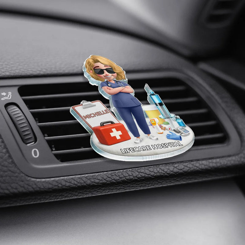 Nurse Happy On The Road - Personalized Acrylic Car Vent Clip