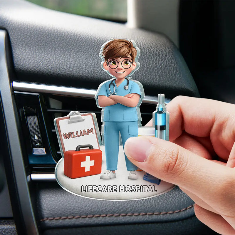 Nurse Happy On The Road - Personalized Acrylic Car Vent Clip