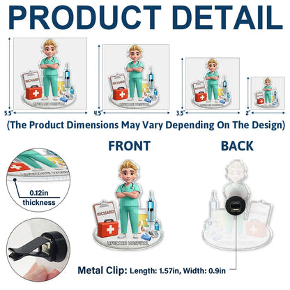 Nurse Happy On The Road - Personalized Acrylic Car Vent Clip