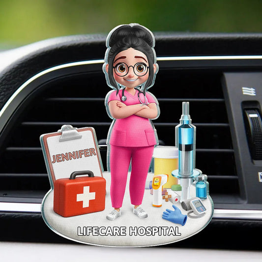 Nurse Happy On The Road - Personalized Acrylic Car Vent Clip