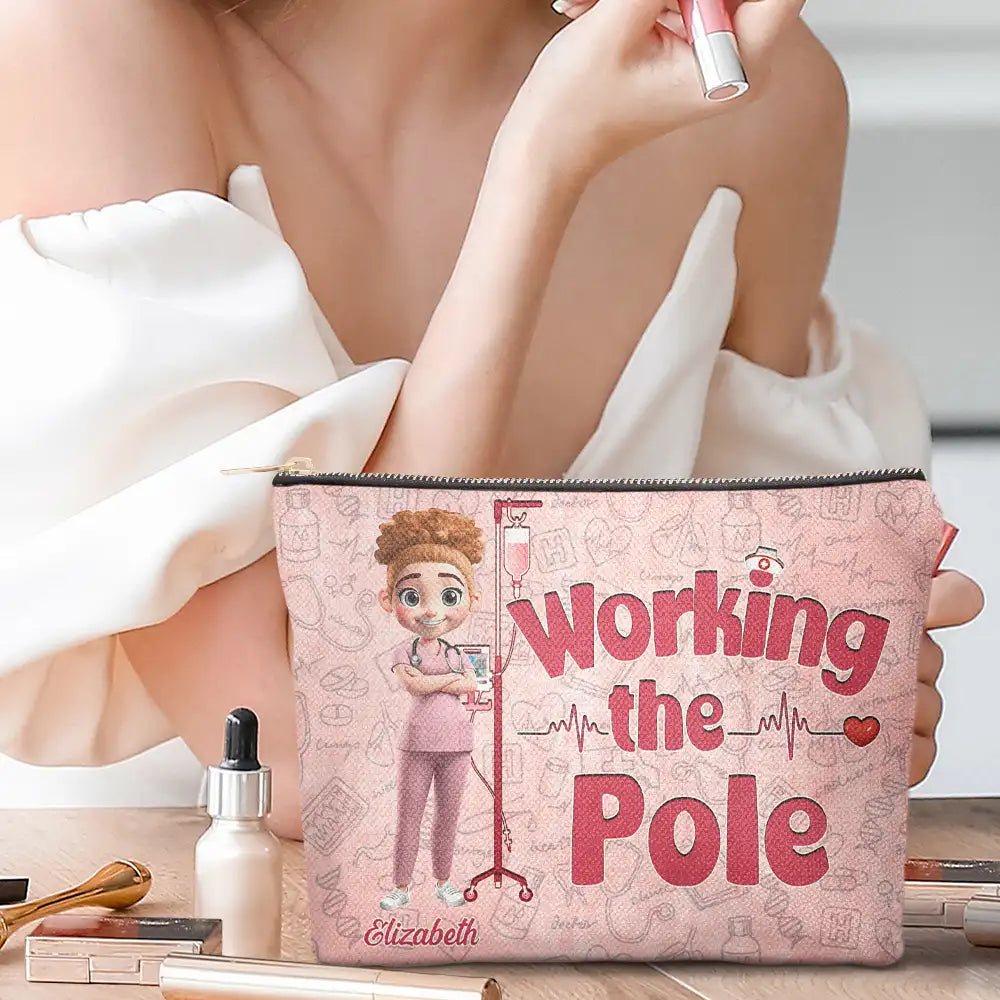 Nurse Working The Pole - Personalized Cosmetic Bag
