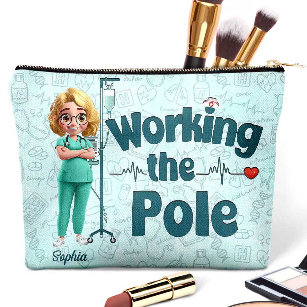 Nurse Working The Pole - Personalized Cosmetic Bag