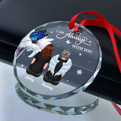 Butterfly Daisy Always With You Personalized Circle Glass Ornament, Heartfelt Memorial Gift For Your Loved One