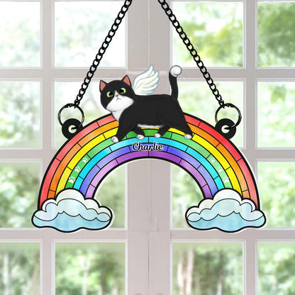 Cats Loss Memorial Rainbow Bridge Personalized Suncatcher Ornament