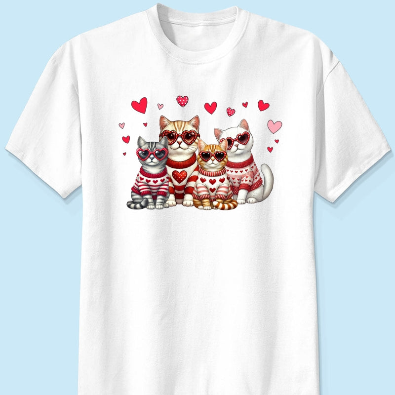 Valentine Cat Mom Personalized Shirt, Trendy Valentine Cat Lover Tee, Gift for Cat Moms Cat Dad