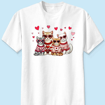 Valentine Cat Mom Personalized Shirt, Trendy Valentine Cat Lover Tee, Gift for Cat Moms Cat Dad