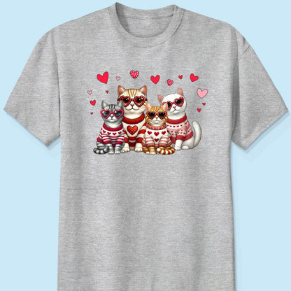 Valentine Cat Mom Personalized Shirt, Trendy Valentine Cat Lover Tee, Gift for Cat Moms Cat Dad