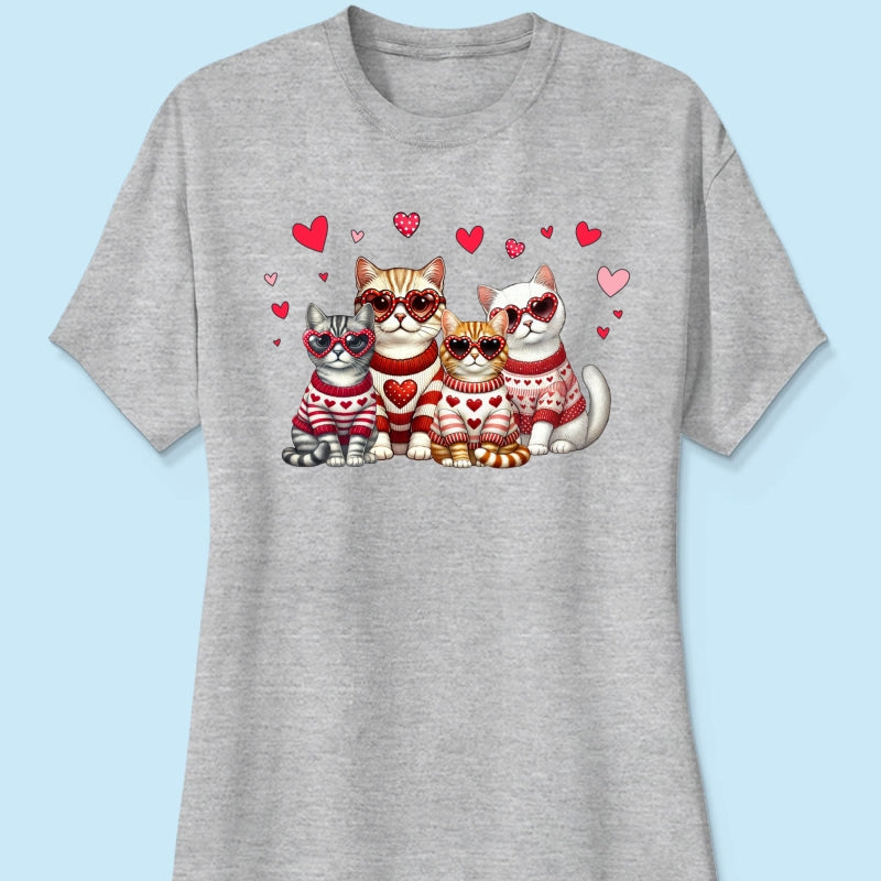 Valentine Cat Mom Personalized Shirt, Trendy Valentine Cat Lover Tee, Gift for Cat Moms Cat Dad