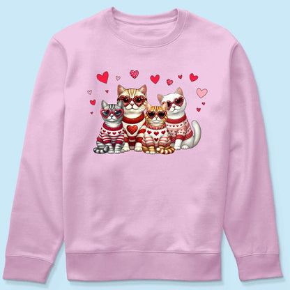 Valentine Cat Mom Personalized Shirt, Trendy Valentine Cat Lover Tee, Gift for Cat Moms Cat Dad