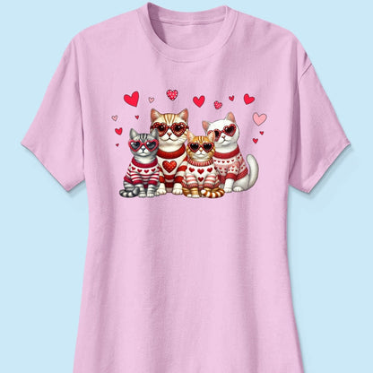 Valentine Cat Mom Personalized Shirt, Trendy Valentine Cat Lover Tee, Gift for Cat Moms Cat Dad