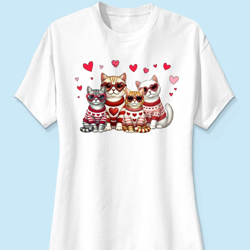 Valentine Cat Mom Personalized Shirt, Trendy Valentine Cat Lover Tee, Gift for Cat Moms Cat Dad