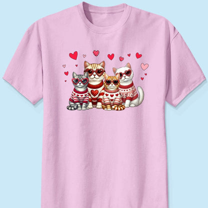 Valentine Cat Mom Personalized Shirt, Trendy Valentine Cat Lover Tee, Gift for Cat Moms Cat Dad