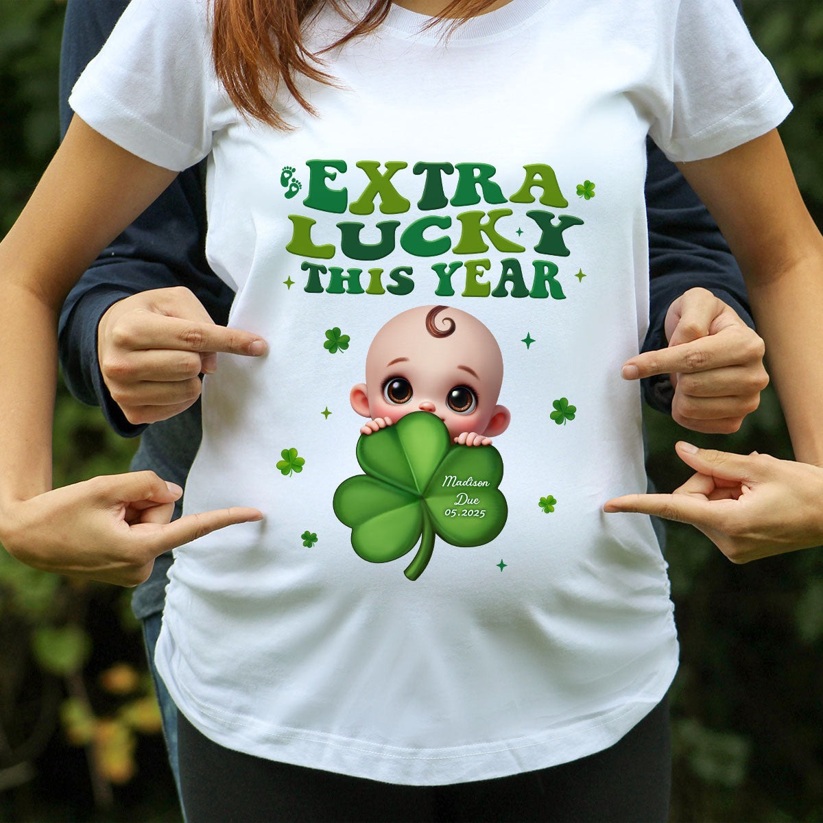 Extra Lucky This Year, St Patrick's Day Pregnancy Reveal Personalized Shirt, Pregnancy Announcement, Mom To Be