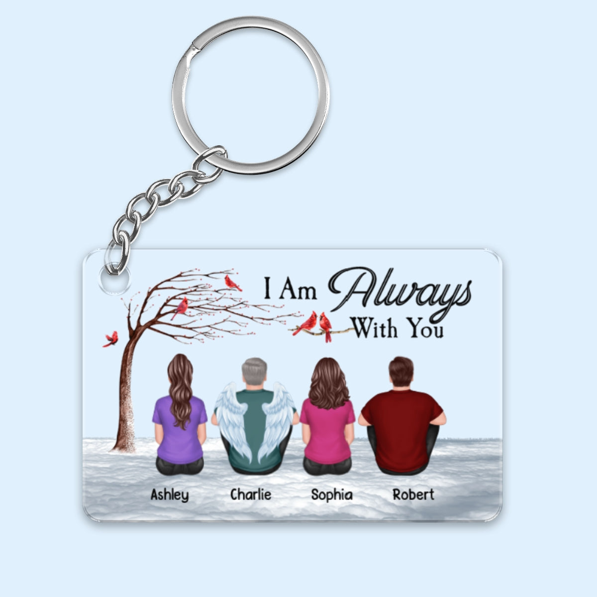 Dry Branch Cardinal Always With You Cardinal Whole Family Memorial Remembrance Gift Personalized Acrylic Keychain