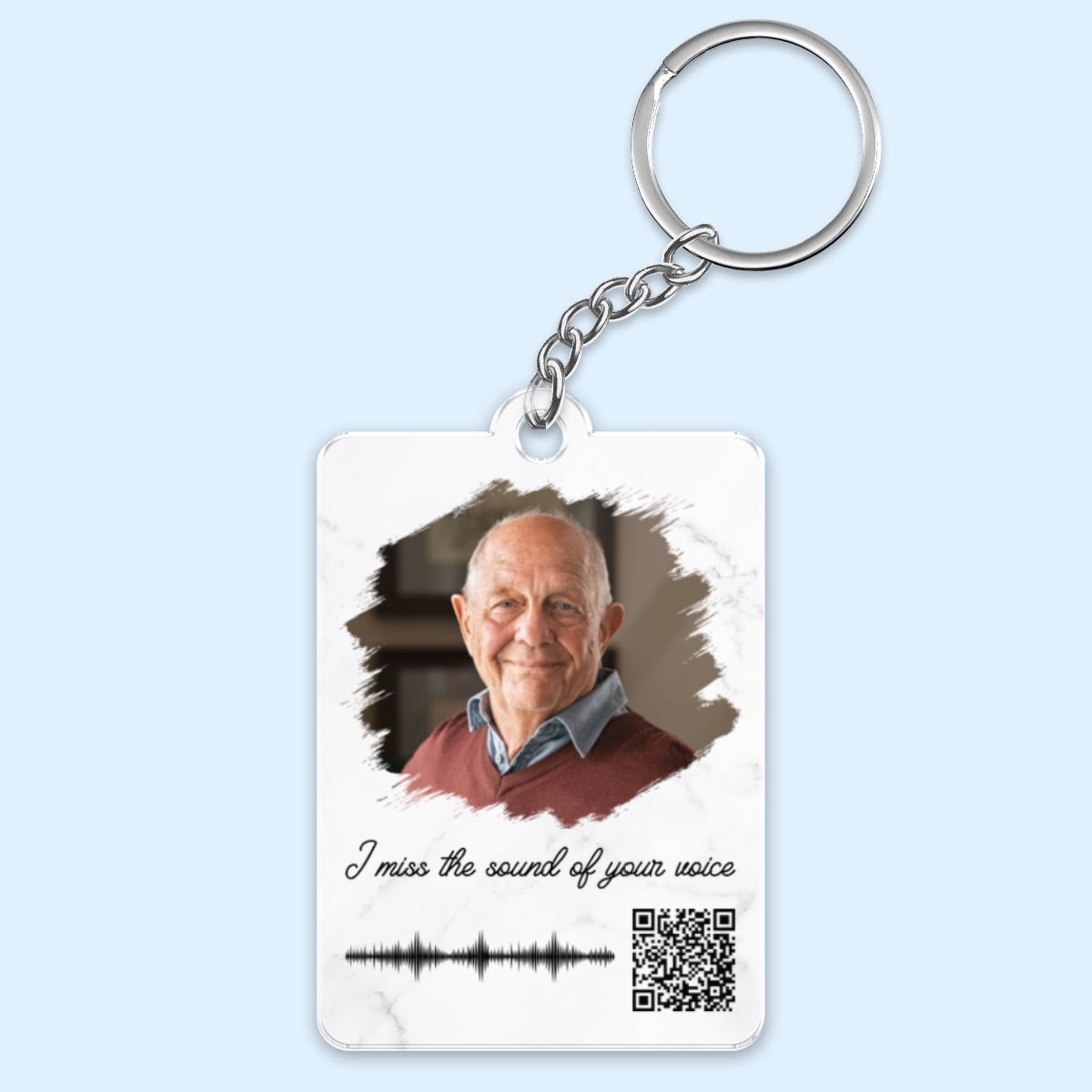 Family Memorial Sympathy Gift Keepsake Photo Inserted Voicemail Voice Message Scannable QR Code Using Your Voicemail Personalized Acrylic Keychain