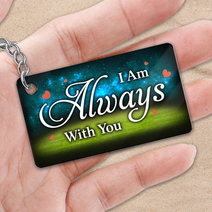 Family Memorial Sitting Back View Green And Blue Remembrance Gift Personalized Keychain