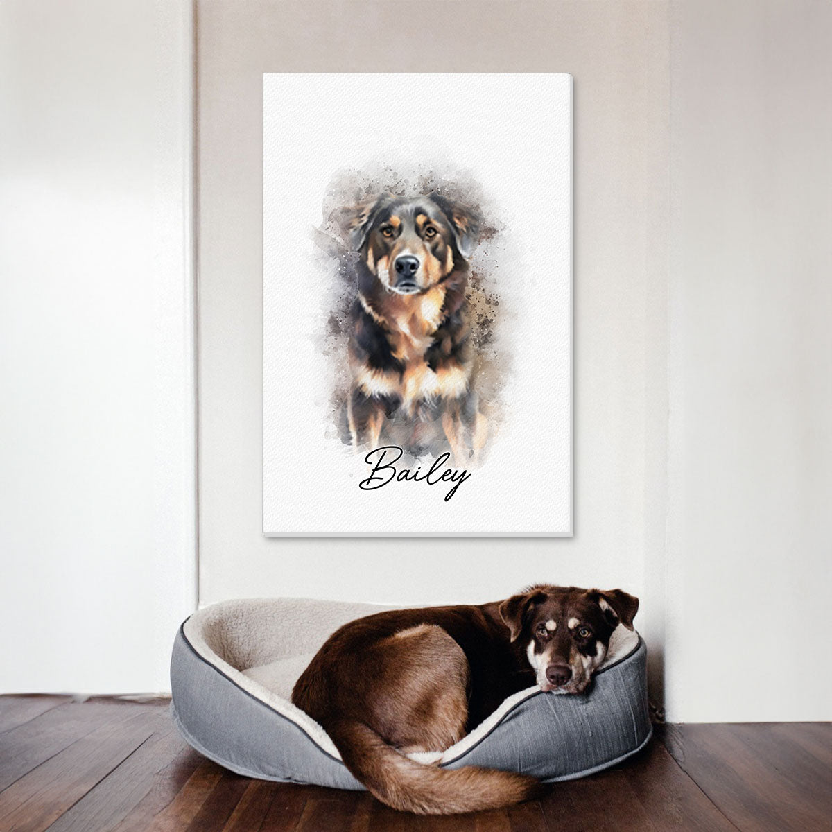 Watercolor Pet Portrait Using Photo Personalized Canvas Print, Gift For Pet Owners, New Pet Gift, Pet Memorial Gift